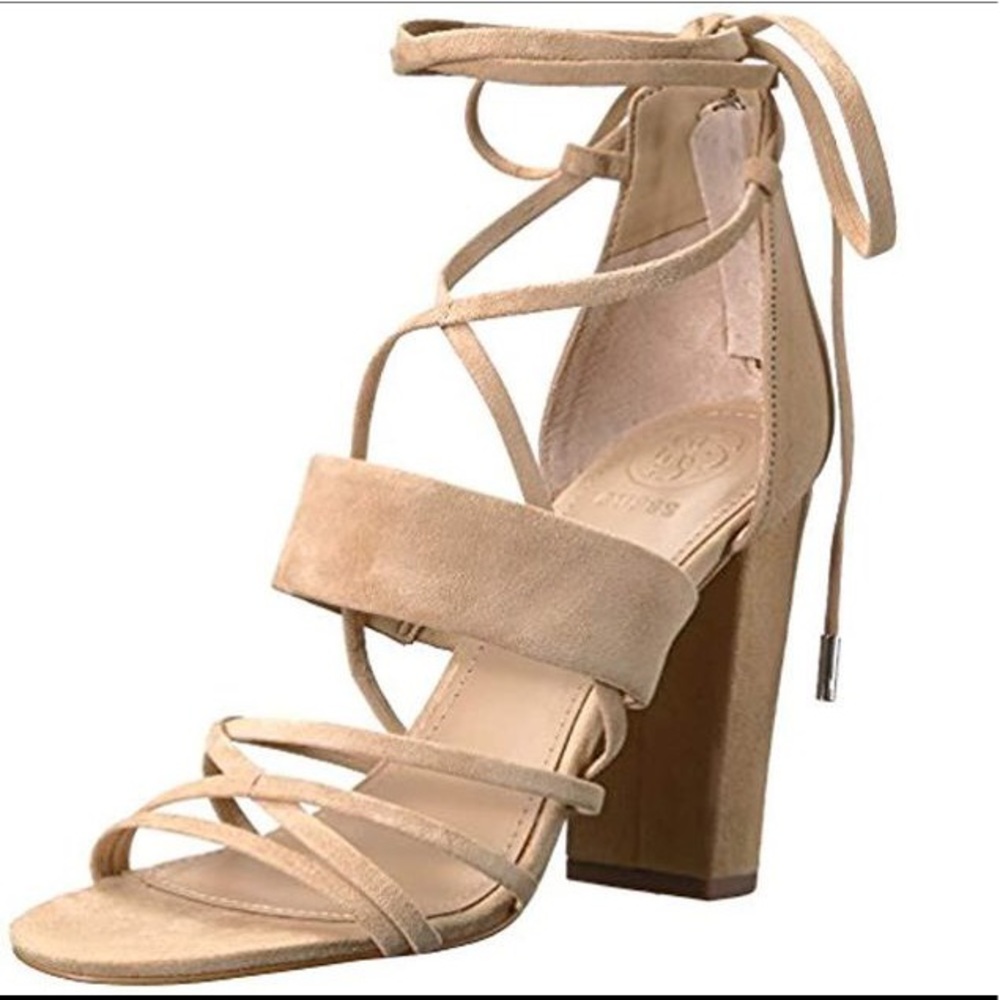 GUESS Strappy Lace Up Sandal Heels